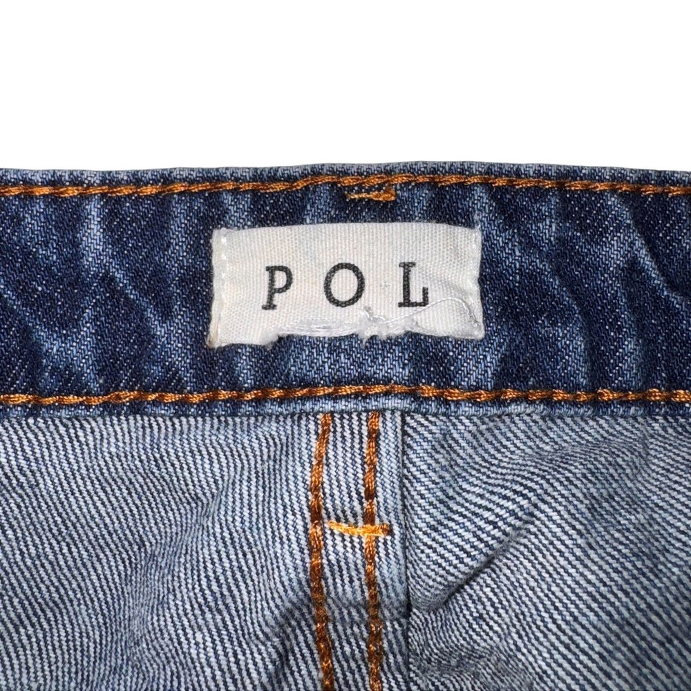 POL Distressed Patchwork Jeans Medium Wash Straight Leg Cotton CWP48 Size L (30) - Picture 3 of 14